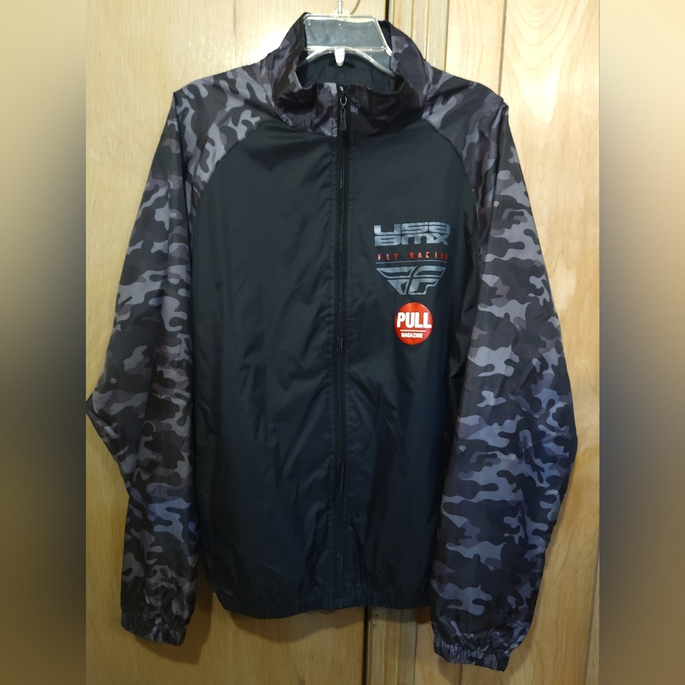 Fly Racing BMX Jacket Mens Med 2019 District Champ Windbreaker Black Camo